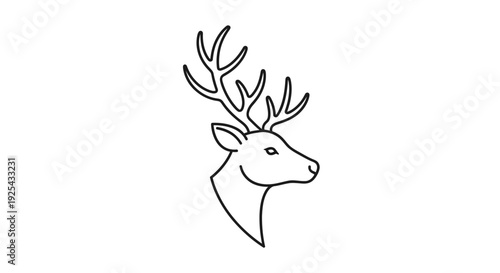 Majestic deer head with large antlers, isolated white background.
