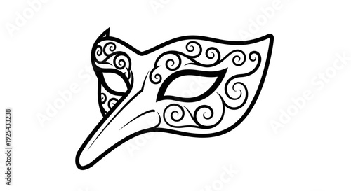 Detailed ornate Venetian carnival mask, isolated white background.