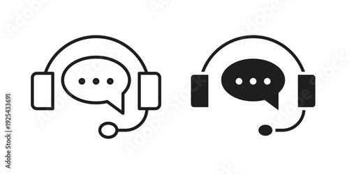 Support service headset icon. Vector Isolated Illustration for web design.