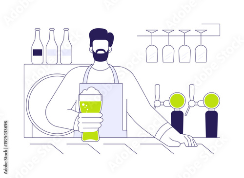Draft beer isolated cartoon vector illustrations.