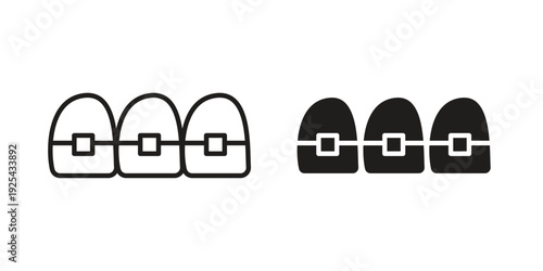Teeth with braces icon. Vector Isolated Illustration for web design.