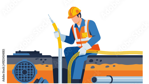 Construction Worker Operating Heavy Machinery Equipment.