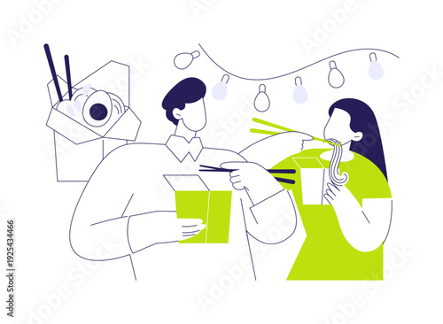 Chinese wok isolated cartoon vector illustrations.