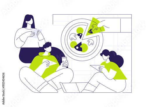 Italian pizza isolated cartoon vector illustrations.