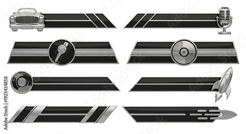 Retrostyle lower thirds collection with various design elements for broadcast use.