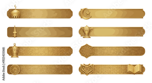 Golden Islamic design elements for elegant banner decoration.