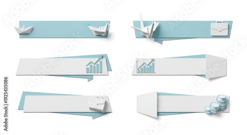 Origami paper art design with business charts and graphs.