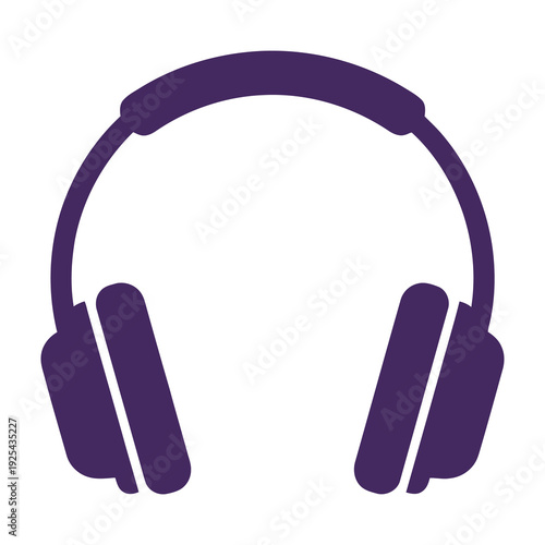Purple headphones icon representing music and sound