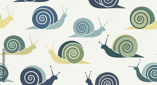 Cute snail pattern design with colorful cartoon snails