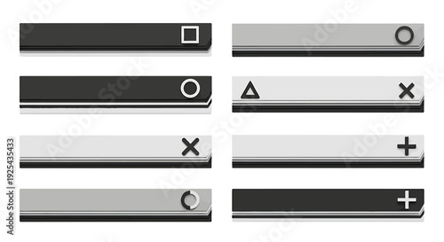 Collection of gaming console button icons arranged in a grid pattern for design.