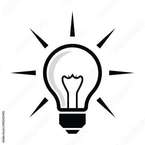 Illuminated light bulb symbol radiating brightness and innovation concept