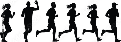 Black Silhouette Collection of Running People Active Joggers Athletes and Fitness Enthusiasts for Sports Health Lifestyle flavector Adobe Stock VectorBlack Silhouette Collection of