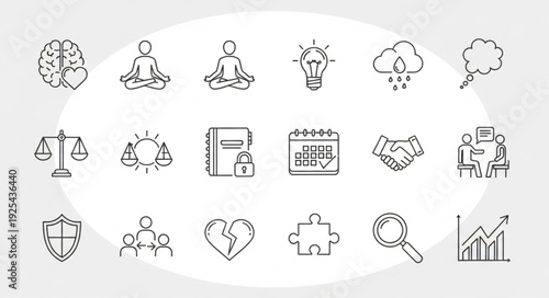 Collection of Hand Drawn Business and Mind Icons.