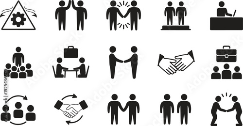 Teamwork Thin Line Manual Design Set Collaboration, Partnership, and Unity Icons