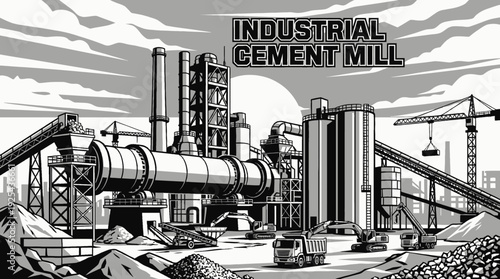 large cement mill in a construction site representing heavy industry material production and infrastructure development