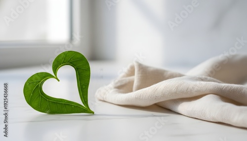 Fresh green leaf intricately shaped into a heart symbol, illustrating the World Health Day concept of natural vitality and global wellness