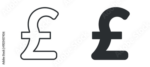 Pound sterling icon set, British currency symbol, UK money sign, finance vector illustration