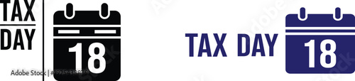 Tax Day calendar icon illustration showing the date 18, representing the annual deadline for filing income tax returns.