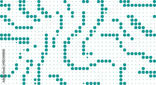 Abstract pattern of green dots forming digital circuit lines on a with vector illustration