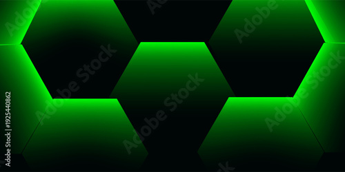 Futuristic Neon Green Hexagonal Geometric Abstract Background