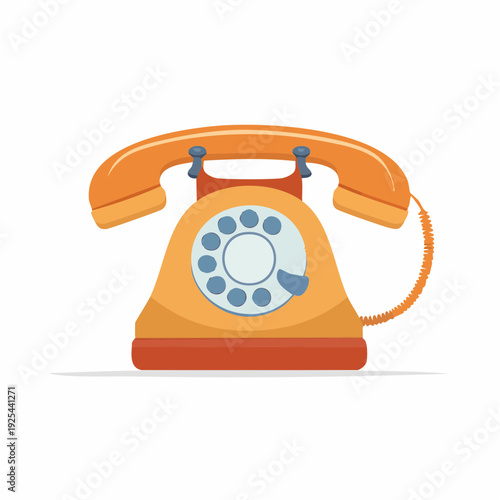 Retro telephone illustration in bright orange and red