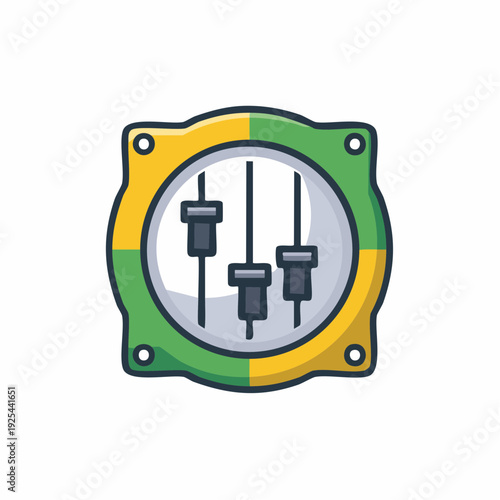 Illustration of audio mixer controls with sliders in a colorful design