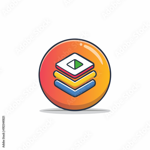 Abstract layered design icon in orange gradient circle Free Download Abstract layered design icon in orange gradient circle - GFXLoad