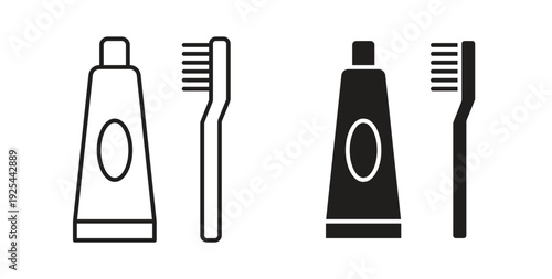 Toothbrush and toothpaste icon