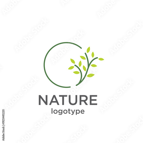 Organic Natural Leaf Logo Design Green Circle Branch Growth Ecology Botanical Emblem Eco Friendly Concept Minimalist Symbol Branding Signage