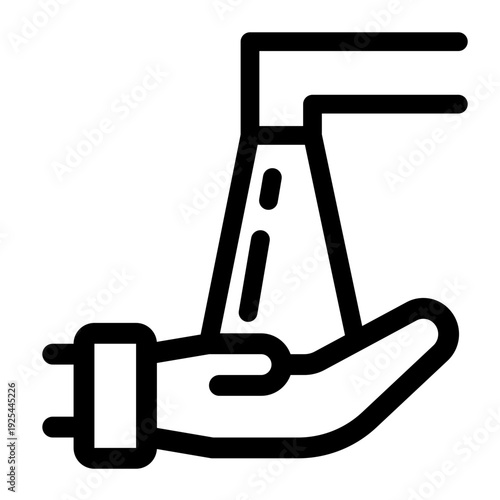 Hand Washing Under Faucet Line Icon for Hygiene