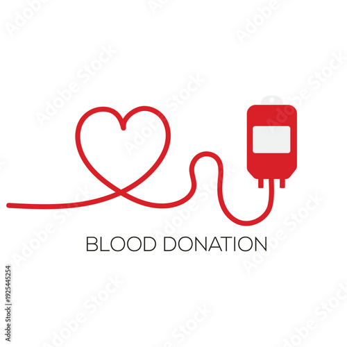 Symbolic Heart Connected to Blood Bag Clean Line Art Vector Medical Healthcare Concept Love Life Saving Donation Kindness Generosity Philanthropy Medical Aid Charity Aid Giving Support Voluntary