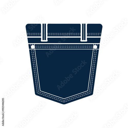 A dark blue back pocket of jeans with white stitching
