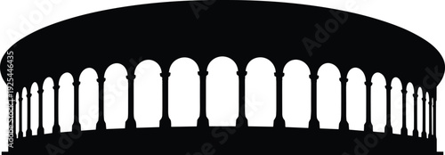 Classic stone balcony railing silhouette, decorative balustrade architecture design isolated on white background vintage exterior construction element vector illustration