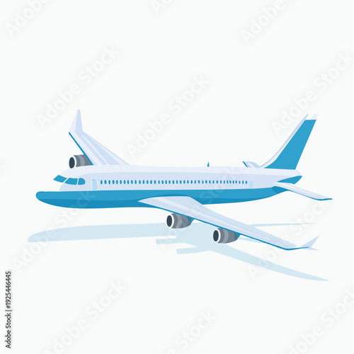 A modern commercial jet airplane viewed from the side, a concept for global travel and transportation