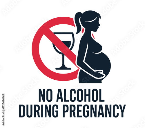A pregnant woman icon with a no alcohol sign