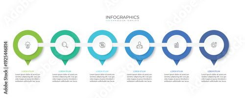 Vector Infographic label design template with icons and 6 options or steps. for your business data. Vector Illustration.