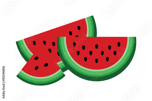 A colorful illustration of sliced watermelon on white background