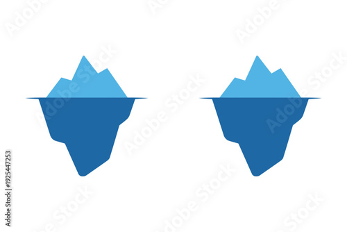Two blue iceberg graphics on a white background