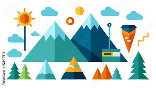 Wallpaper Mural Mountain icon set of various shapes.png Torontodigital.ca