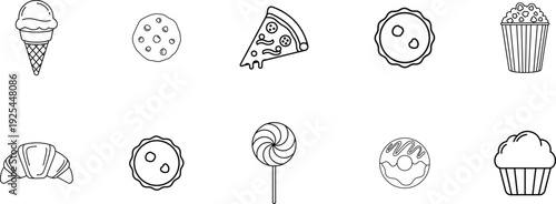 A collection of illustrated candies and sweets in a sketchy style