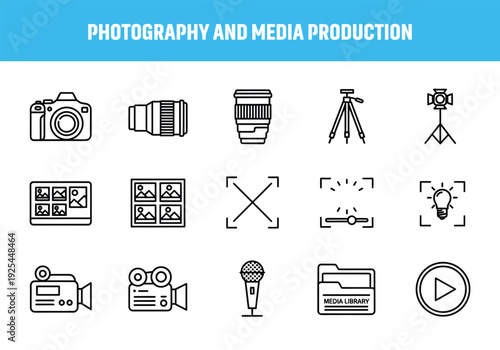 Photography and media production icons