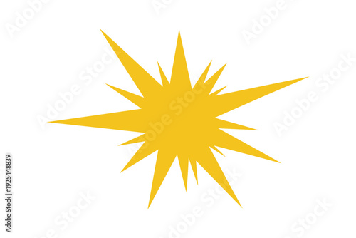 A bright yellow starburst symbol on a white background