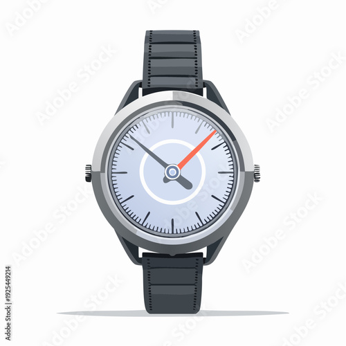 Classic Wristwatch with a Black Leather Strap and White Dial