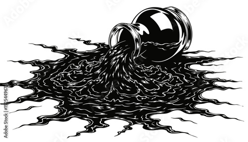 Wallpaper Mural Ink spilling from a bottle onto a surface creating a messy illustration Torontodigital.ca