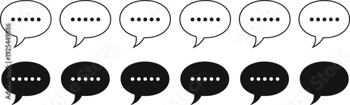 Speech bubble ellipsis icon collection chat message dialog vector illustration set