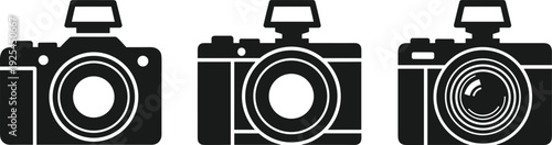 Camera silhouette icon collection photography equipment vector illustration set