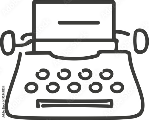Vintage typewriter icon with paper, a symbol of writing and creativity