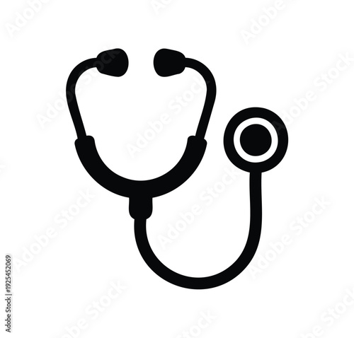 A stethoscope on a white background for medical purposes