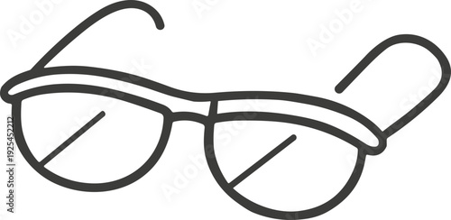 Simple line drawing of eyeglasses with a modern, rounded frame design