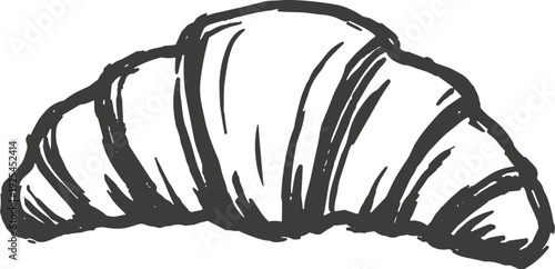 Hand-drawn sketch of a delicious croissant, perfect for breakfast or bakery themes